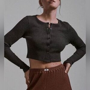 Lunya Restore Thermal Cardigan XL Charcoal Grey